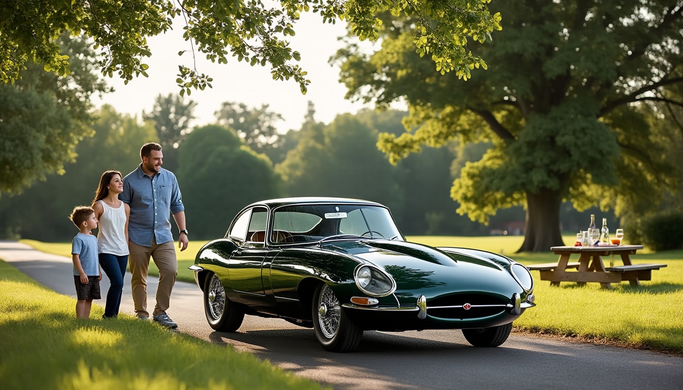découvrez la jaguar type e série 2 2+2, une version plus spacieuse du célèbre coupé britannique, pensée pour accueillir toute la famille.